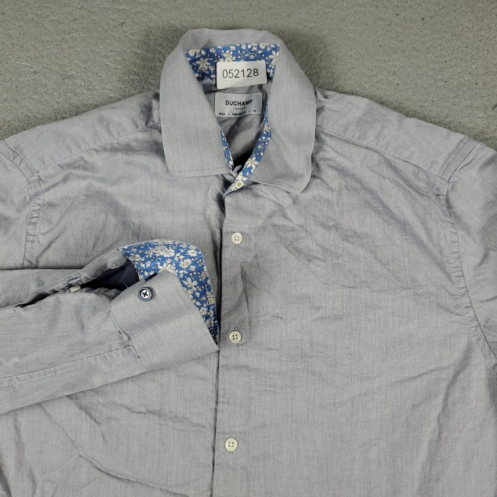 Duchamp Shirt Mens Size 16.5 Large Gray Dress Button Up Long Sleeve
